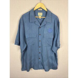 Reyn Spooner Silk Jacquard NFL Pro Bowl Hawaii Shirt Blue Aloha Men XL